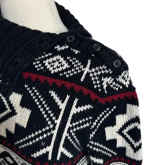 LRL Lauren Jeans Co. Ralph Lauren Women's M black white Aztec print knit sweater - Picture 3 of 8